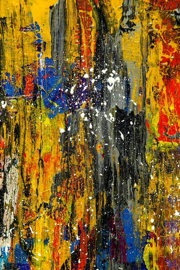 Dynamic abstract expressionist art with vibrant colors and dynamic textures.